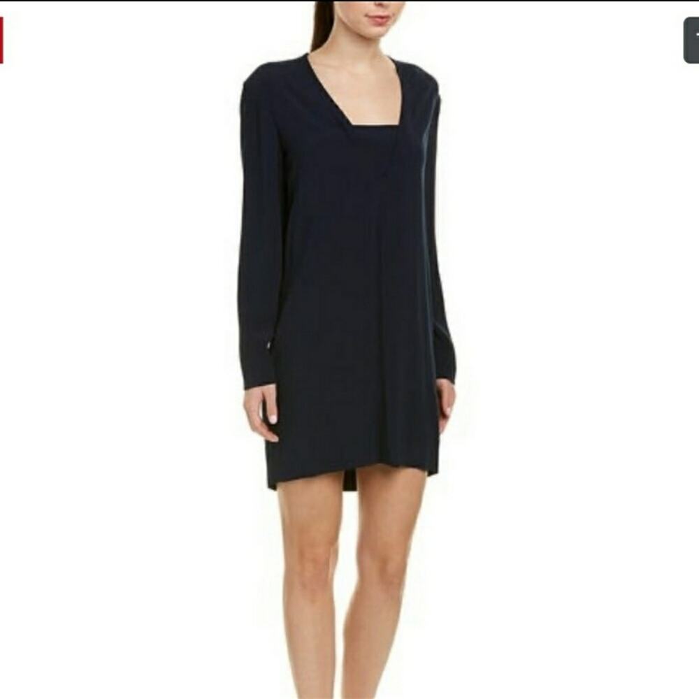 Sandro Paris Leila Navy Blue Long Sleeve Shift Mini Dress Size 1